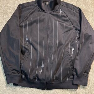 Vintage 90s Billabong Pinstripe Track Jacket AOP Rare Size Large Full Zip Surf